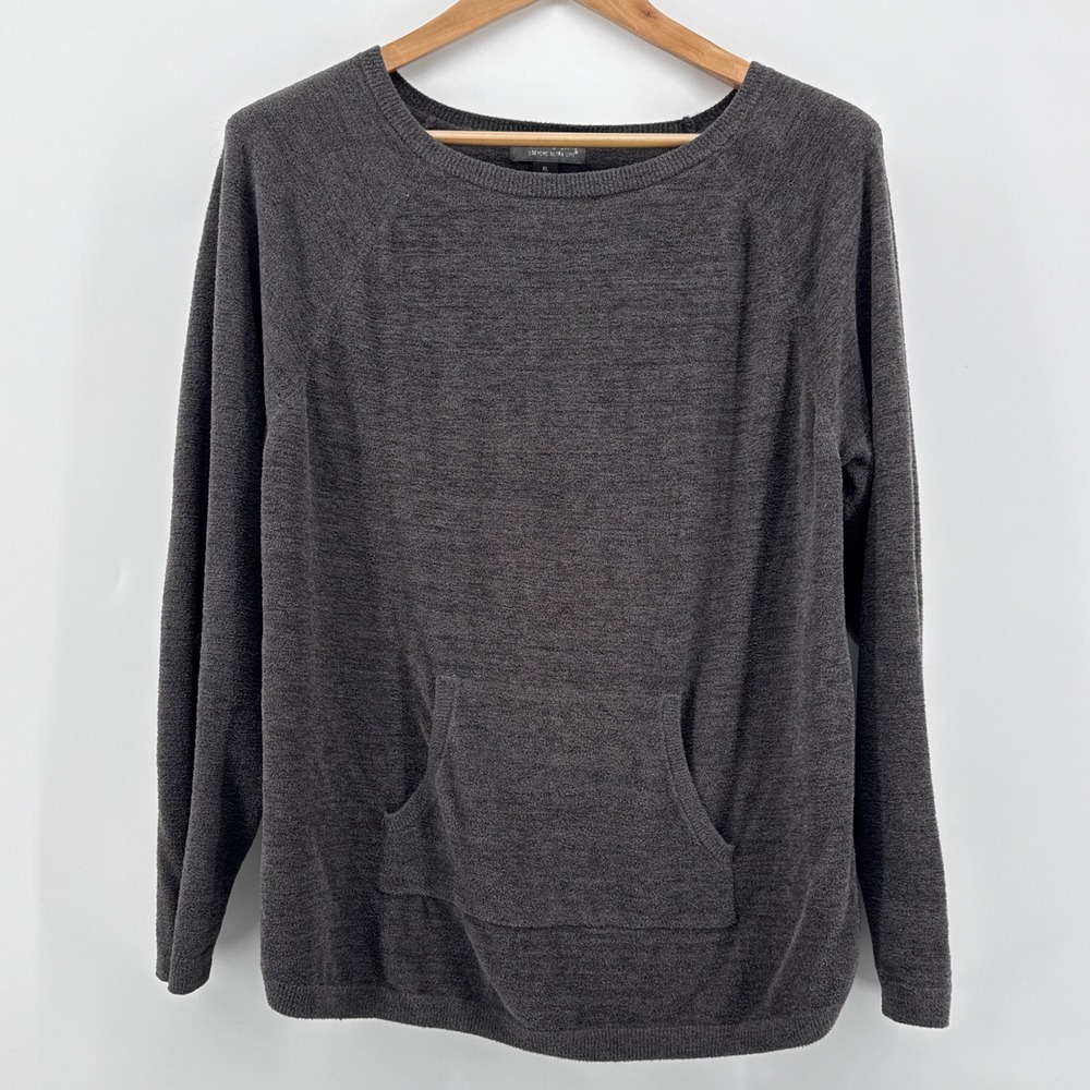 Barefoot Dreams CozyChic Ultra Lite Carbon Gray Kangaroo Pocket‎ Sweater XL